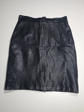 Black Leather Pencil Skirt Womens Size 9 High Waist Classic Workwear